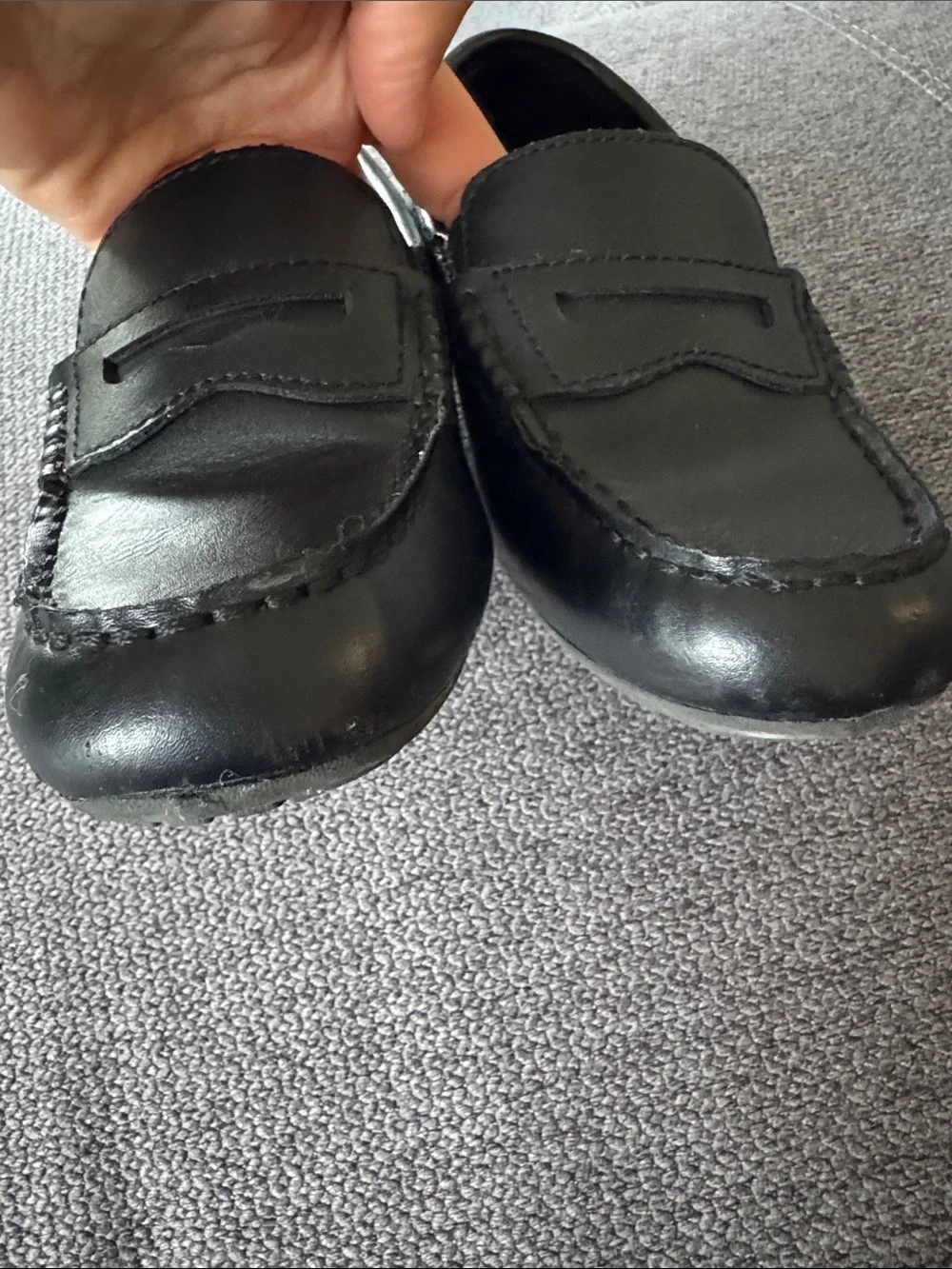 Nordstrom Rack Black Faux Leather Penny Loafers Dress Shoes Preppy Boys 13